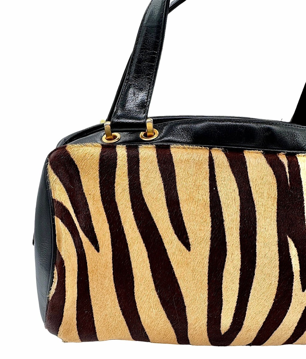 Vintage Morris Moskowitz Faux Fur Animal Print Zebra Handbag