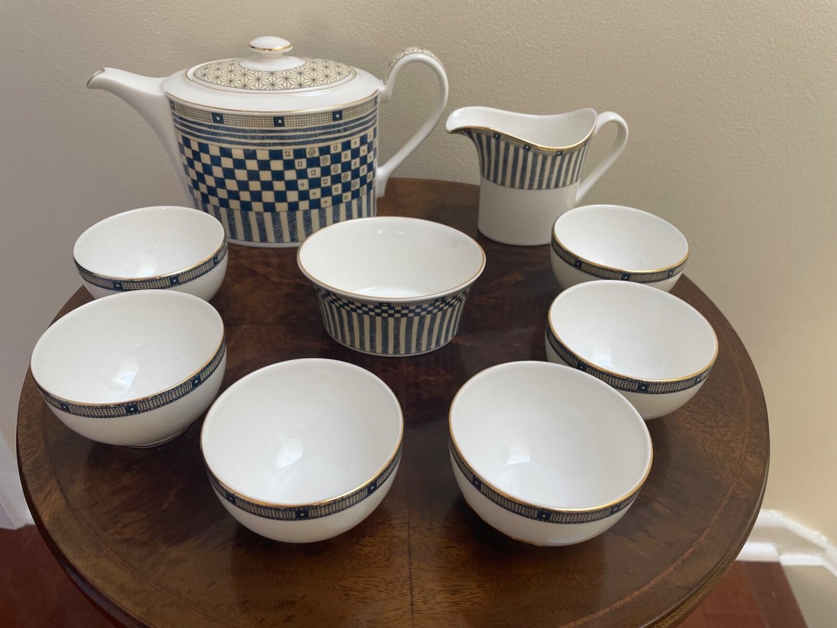 WEDGWOOD SAMURAI TEA SET 9-PIECE - Teapot Creamer Sugar Teabowls  