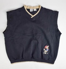 Disney Store Men's Golf Vest Mickey Mouse Black Tan Sweatshirt Fabric Size XL