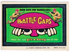 1975 Topps Wacky Packages Series 12 Battle Caps Tan Back Sticker Nr Mint