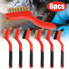 6pcs Mini Wire Brush Micro Stainless Steel Brass Rust Remover Clean Polishing