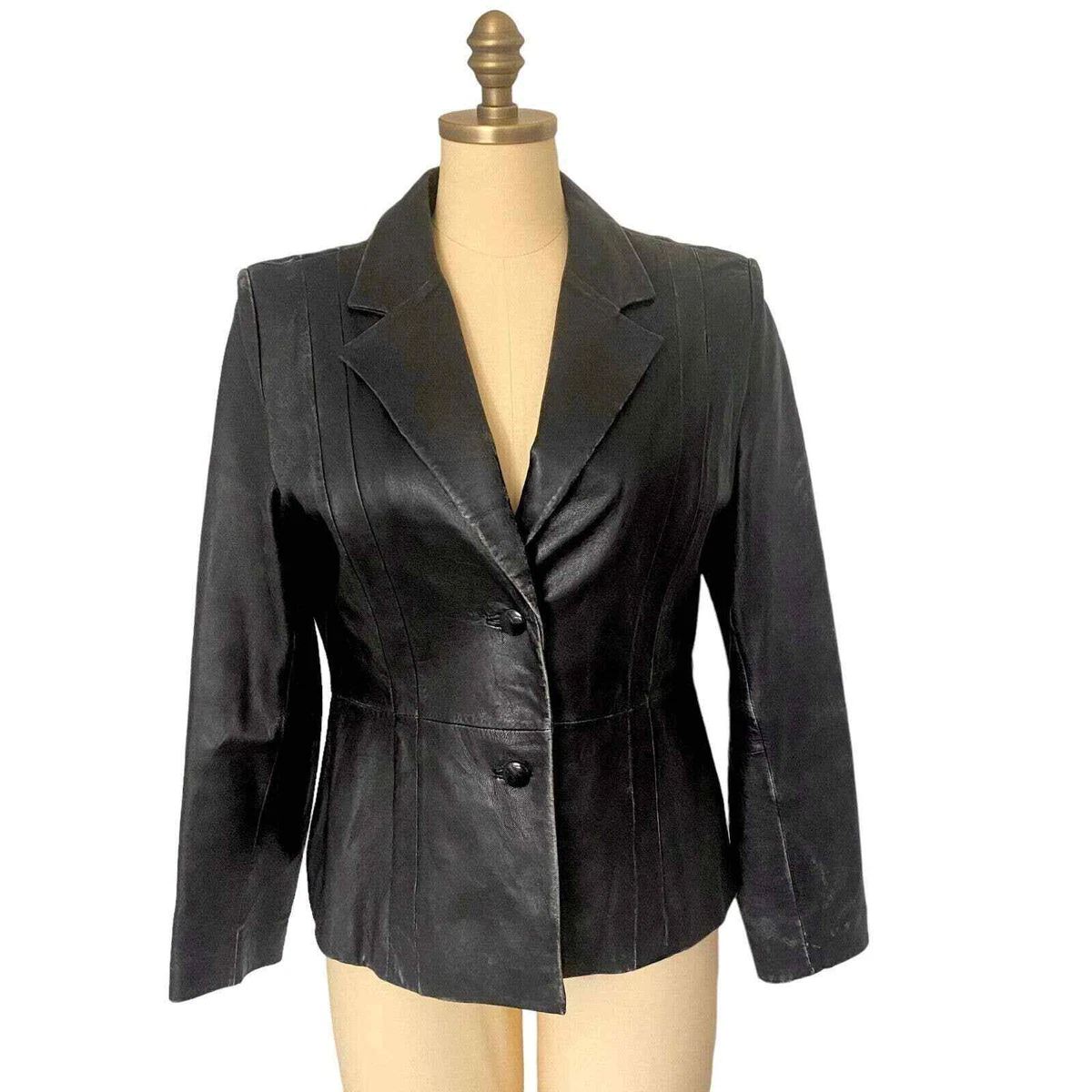 Wilson s Leather x Venus Williams Jacket Blazer Womens M Black Distressed Button