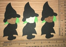 5 WITCH GIRL cardstock paper die cut embellishments HALLOWEEN