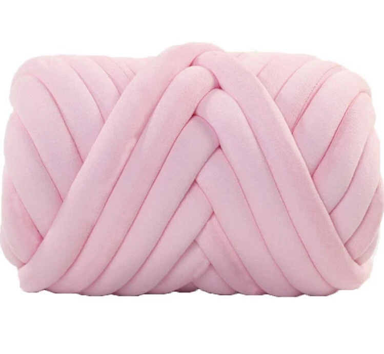 Tube Yarn Chunky Bulky Jumbo Cotton Braid Giant LIGHT PINK 1.1 lbs Rugs  Blankets