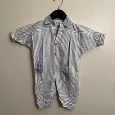 Carter’s VINTAGE Todays Baby Nautical 100% Cotton Romper Romper, Blue- Size 6M