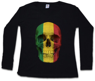 CLASSIC BOLIVIA SKULL FLAG DAMEN LANGARM T-SHIRT Fahne Bolivien