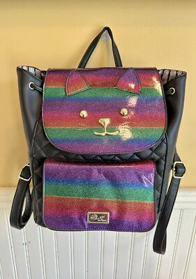 Betsey Johnson Rainbow Glitter Kitty Cat Backpack | eBay display picture 2