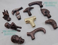 Lot of 10 Antique Designer Head Knob Handles Only For Wooden Cane Walking Stick