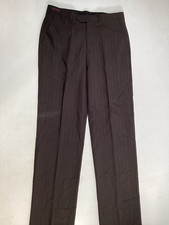 Mens Unbranded Brown Check Flat Front Dress Pants 32W NEW