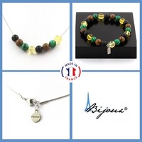 Parure Armband Kette Perlen Citrin Malachit Onyx
