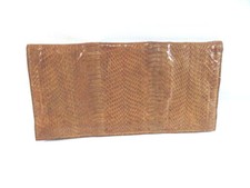 Vintage 1970's SNAKESKIN CLUTCH BAG Tan 9" x 12"