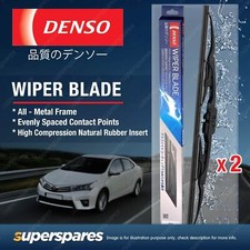 Pair Front Denso Conventional Wiper Blades for Lexus LS 400 1989-2000