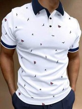 Camisa Camisetas Polo Azul Blanco de Moda Elegante Ropa Casual Para Hombres