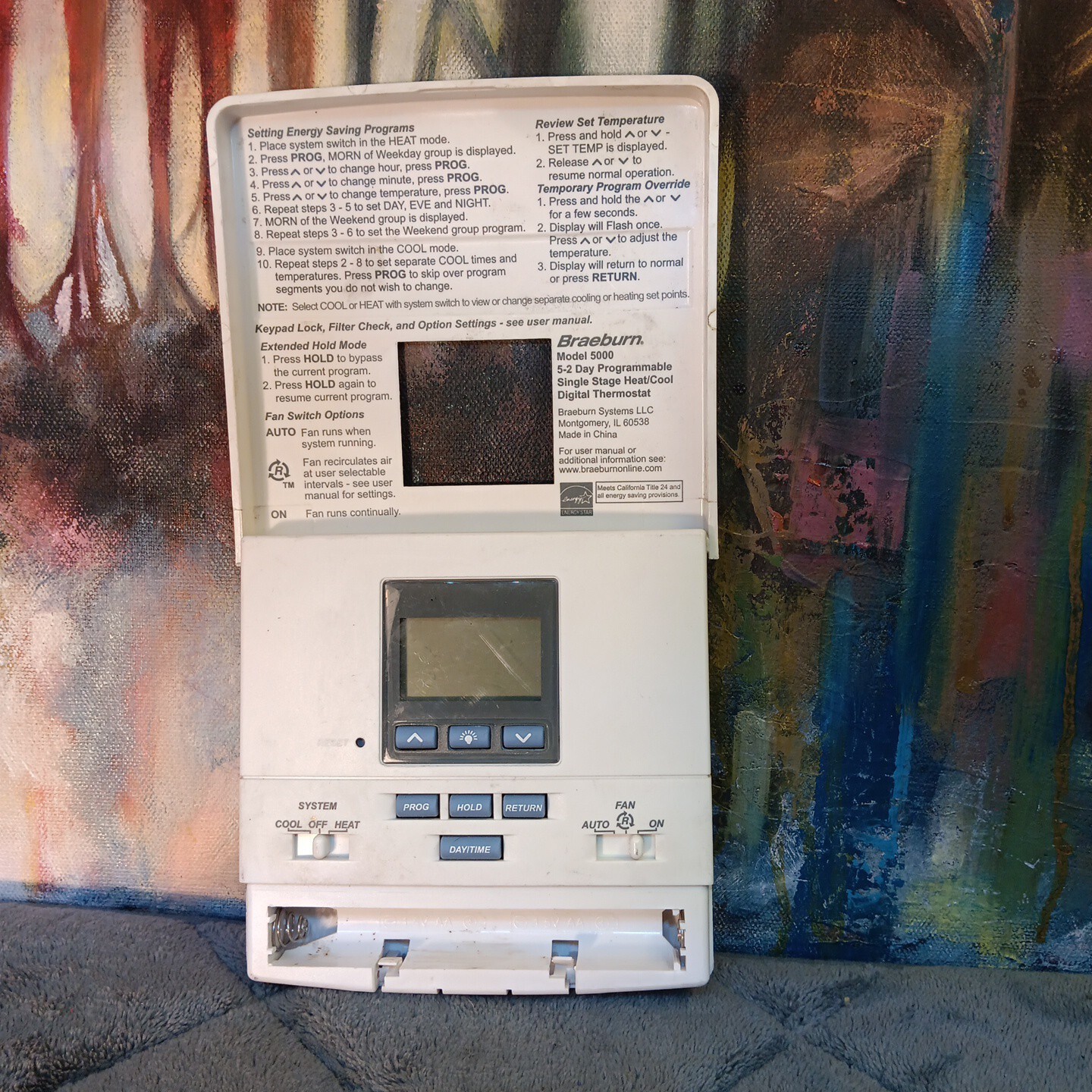Braeburn Model 5000 Premier Series 5-2 Programmable Thermostat Heat Cool  TESTED. | eBay