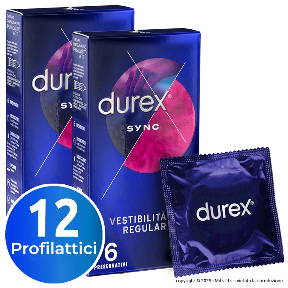 12 Preservativi Durex Sync profilattici STIMOLANTI e RITARDANTI
