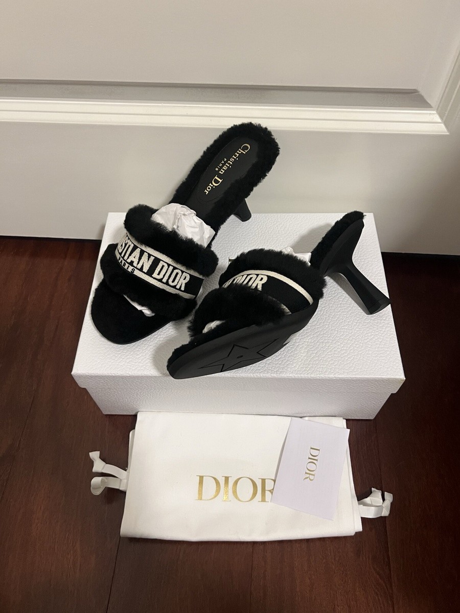 NIB Dior DWAY Logo Heel Pump Fur Shearling J'adior Miss Chez Moi