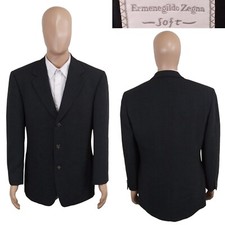 Vintage Ermenegildo Zegna Soft 3 Button Gray Textured Hopsack Wool Blazer 40R