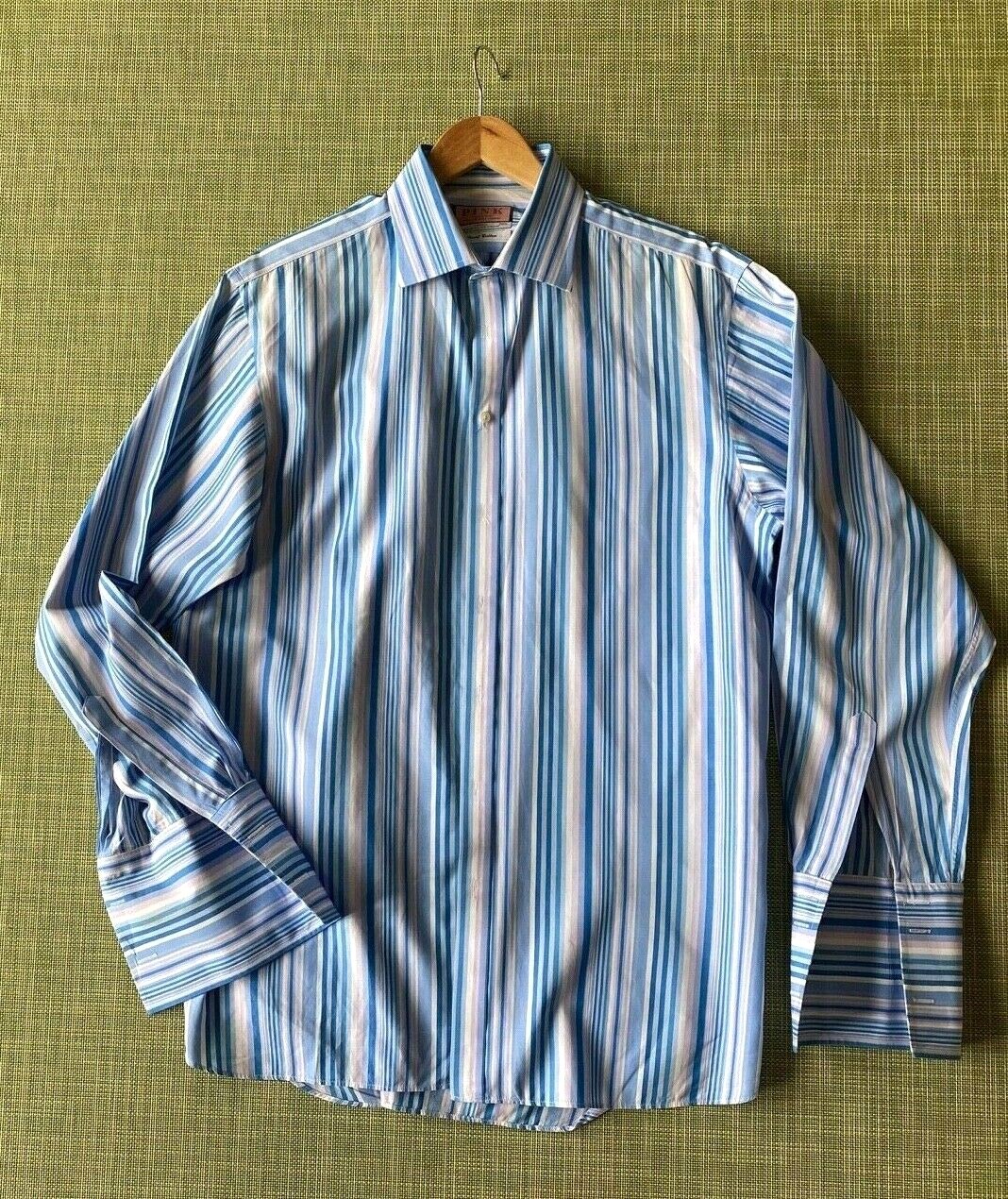 Thomas Pink Men's Blue/White/Pink Striped Dress Shirt ORIGINAL | eBay