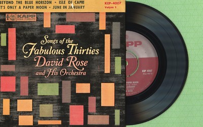 DAVID ROSE / Songs Of The Fabulous Thisties KAPP-4007 Press Sweden 1958 EP VG+