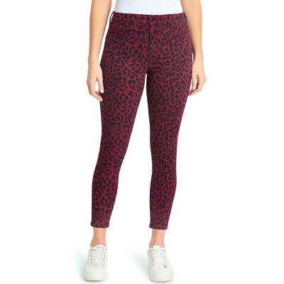 Social Standard by Sanctuary Women's Red Cheetah Mid-Rise Ankle Skinny Jeans New