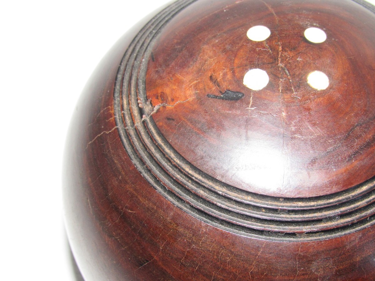 4 Boules De Boulingrin Anglaises – Fin XIXe – Bois – Originales