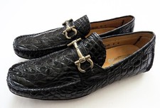 SALVATORE FERRAGAMO Black Crocodile Alligator Leather Shoes 8 US 41 Euro 7 UK