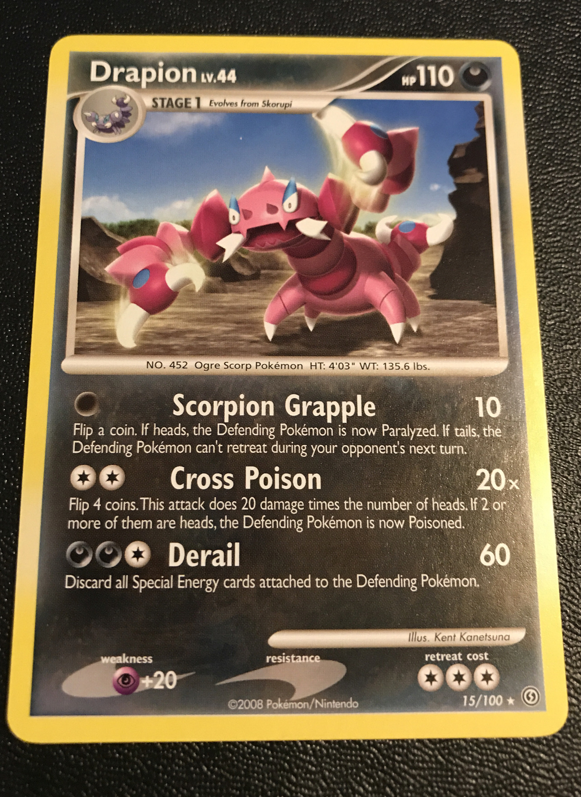 Drapion LV.44 15/100 NM Non-Holo Rare Pokemon Card. Free Tracked Shipping!