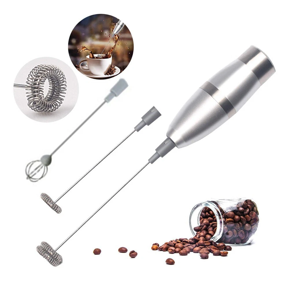 Milk Frother Handheld Double Spring Whisk Head Powerful Electric Spring 19000RPM