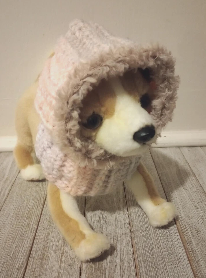 Chapéu capuz de crochê feito à mão para cachorro animal de estimação snood pequeno raça média berço para gatos rosa - Imagem 2 de 4