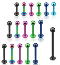 1pc. 16G Anodized 316L Surgical Steel Ball Top Labret Stud Ear Tragus Piercing 