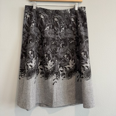 Talbots Skirt A Line Elegant Gray Patterned Wool Blend Office Career 10