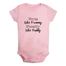 Cute Like Mommy Smelly Like Daddy Funny Bodysuit Baby Romper Infant Kid Jumpsuit