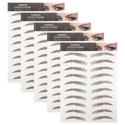  5 Sheets Airbrush Eyebrow Sticker Tattoo 3D Vivid Design Stickers Seamless