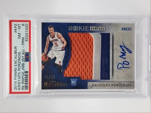 KRISTAPS PORZINGIS 2015-16 PANINI EXCALIBUR RPA ROOKIE RC AUTO /25 PSA 8 Q3908