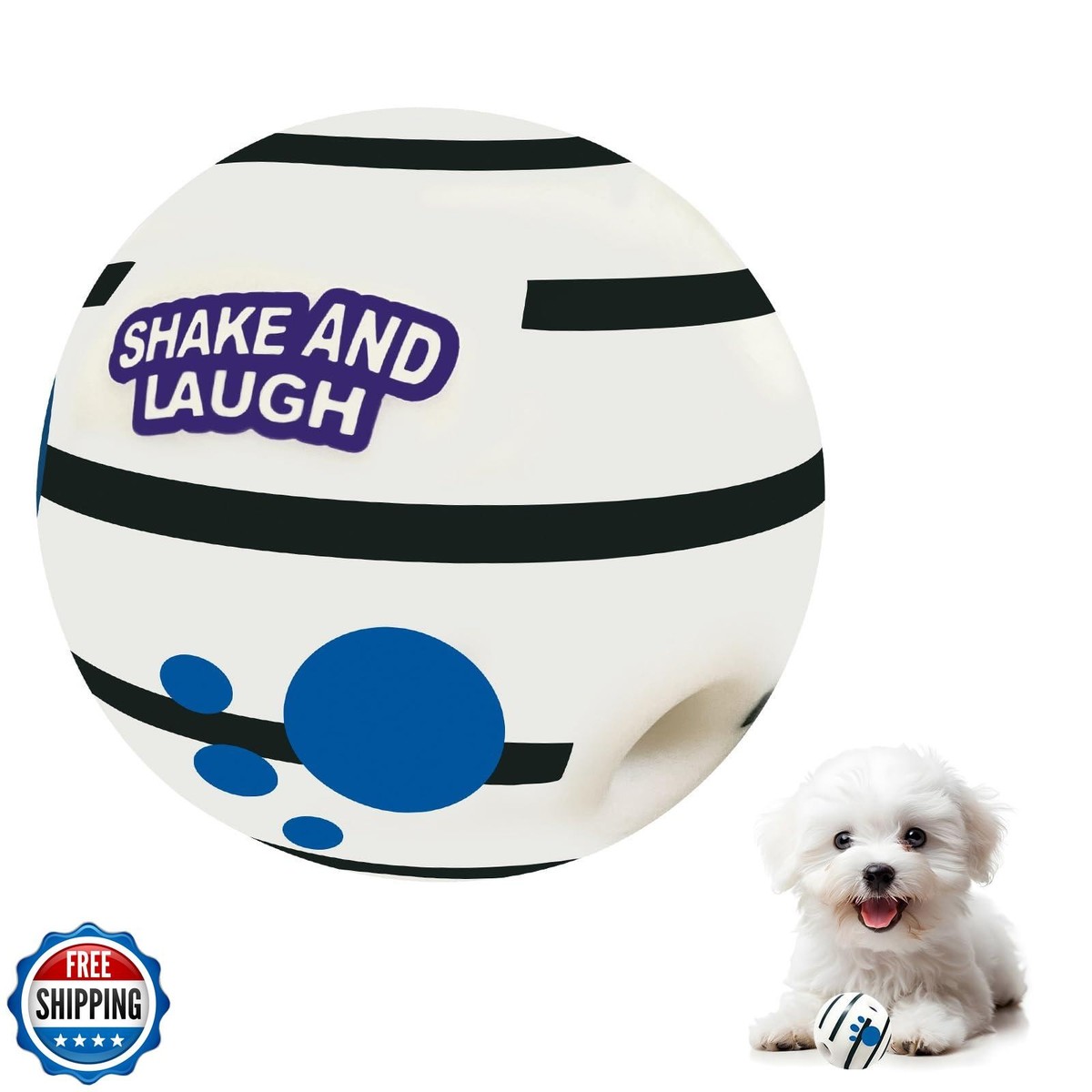 SHAKE AND LAUGH Glow in The Dark Dog Toys Ball, Interactive Dog Ball,  Shaking