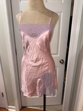Victoria  s Secret Vintage Y2K 90s Pink And Purple Lace Chemise Slip Dress M