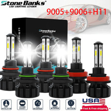 9005 9006 H11 Combo COB LED Headlight Fog Lamp Bulbs 6000K White High Low Beam