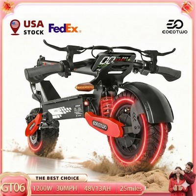 EOEOTWO Electric Scooter for Adults 1200W 30MPH 25Mile Foldable Offroad Escooter
