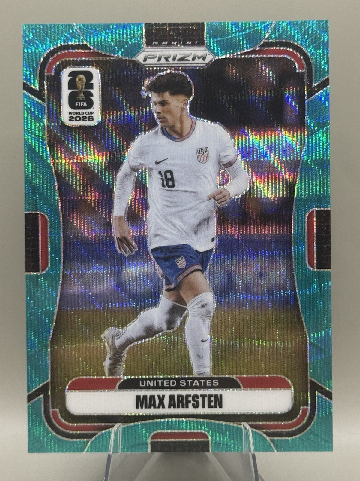 Max Arfsten United States 2026 Panini World Cup Prizm Teal Wave Prizm /99