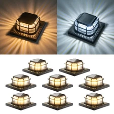 Solar Post Light 8 Packs with 4x4, 5x5 and 6x6 Inches Base for Vinyl/Wooden P...