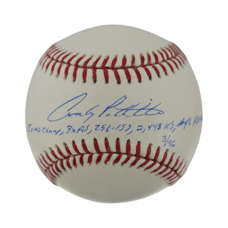 Andy Pettitte Yankees Autographed Inscribed OMLB Baseball LE 3/46 Steiner COA