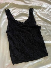 Vintage 1990s Black Sheer Lace Camisole Fairy Whimsygoth M/L Grunge