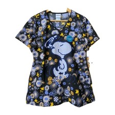 Snoopy Peanuts Tooniforms Scrub Top Scrubs NWT Size Small Black Woodstock Snoopy