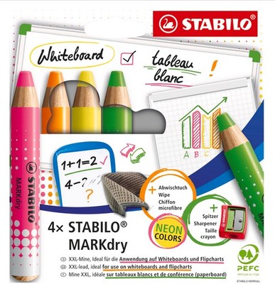 STABILO Whiteboard-Marker MARKdry NEON 4er Etui