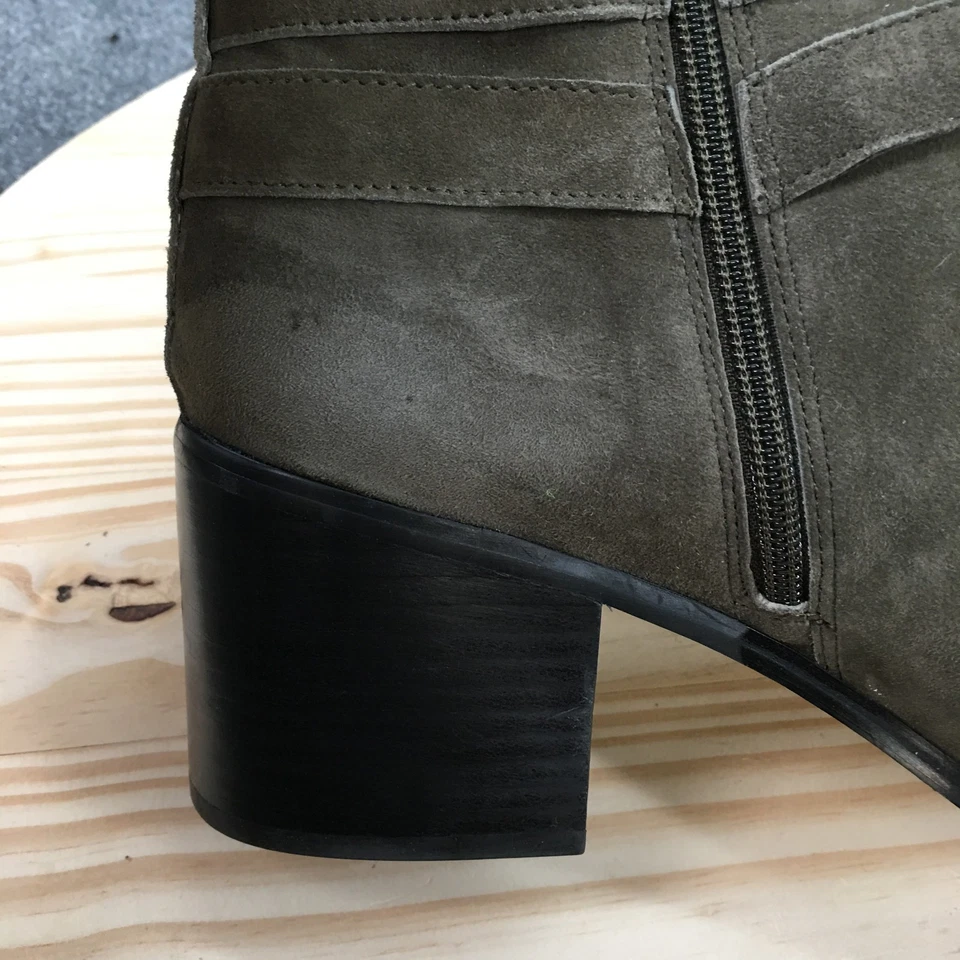 Aldo Boots Womens 10 Bootie Gray Suede Pointed Toe Casual Block Heels Ankle Top - Image 2 of 4