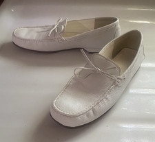 RARE VTG Antonio Melani Women's White Leather Loafers Shoes 3/4" heel-size 8M