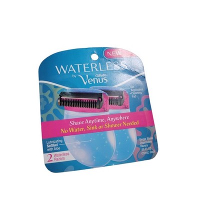 New Waterless By Gillette Venus Razors Lubricating SoftGel with Aloe 2 Razors