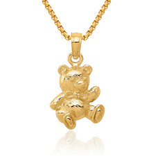 10K Solid Yellow Gold Gummy Teddy Bear Necklace