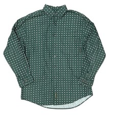 Vintage 90s Timberland Weathergear Shirt Mens M Green Geometric Button Down Cott