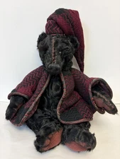 15" FURBEARSAKE BLACK CURLY LAMB TEDDY BEAR BY ARTIST LORI LEEPER OOAK